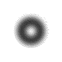 A pulsing luminous donut shape made of a many moving particles